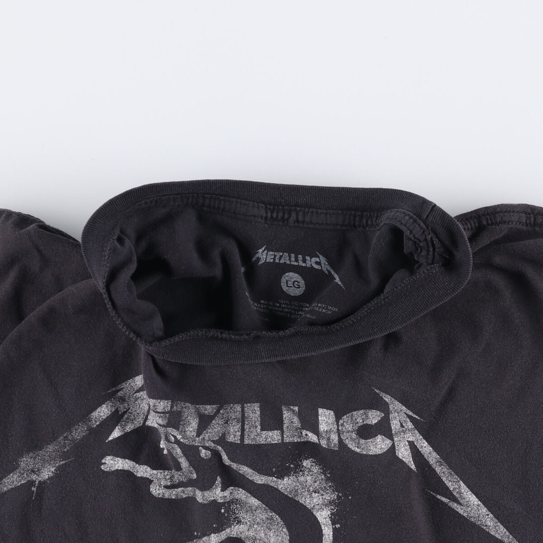 METALLICA Snake Pattern Python Pattern Band T-Shirt Band Tee Men's L size cotton black type Vintage Second Hand