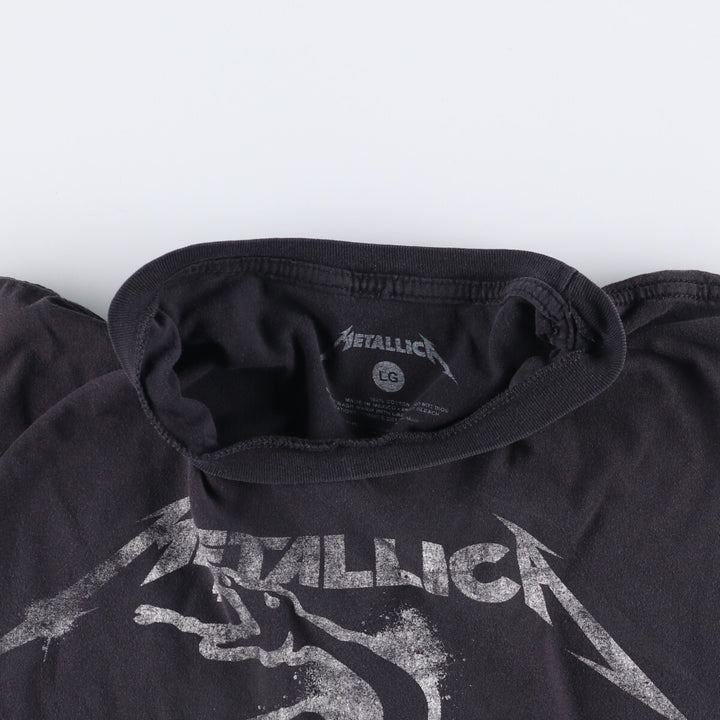METALLICA Snake Pattern Python Pattern Band T-Shirt Band Tee Men's L size cotton black type Vintage Second Hand