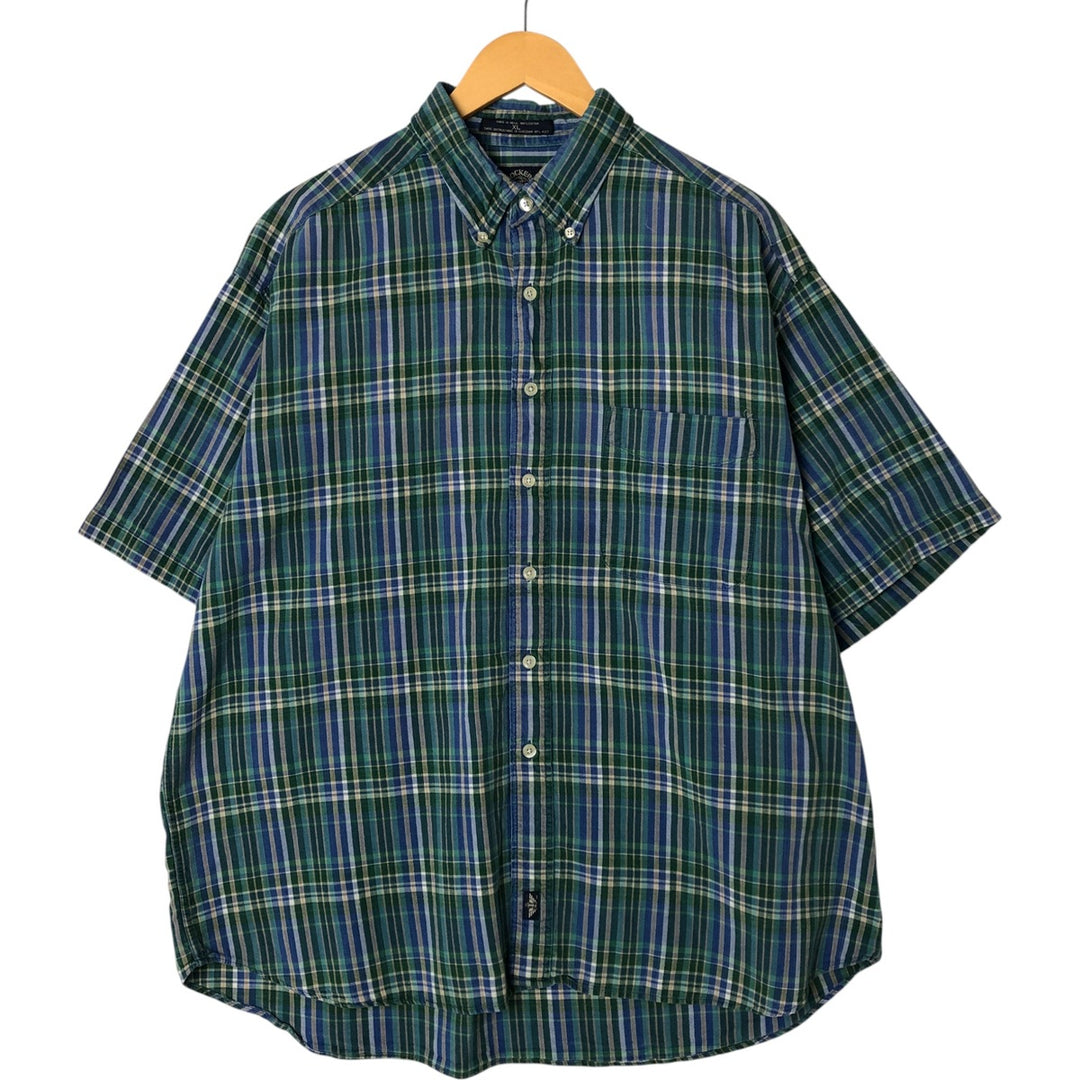 Dockers short sleeve button down check shirt, men's XL size cotton green type Vintage Second Hand