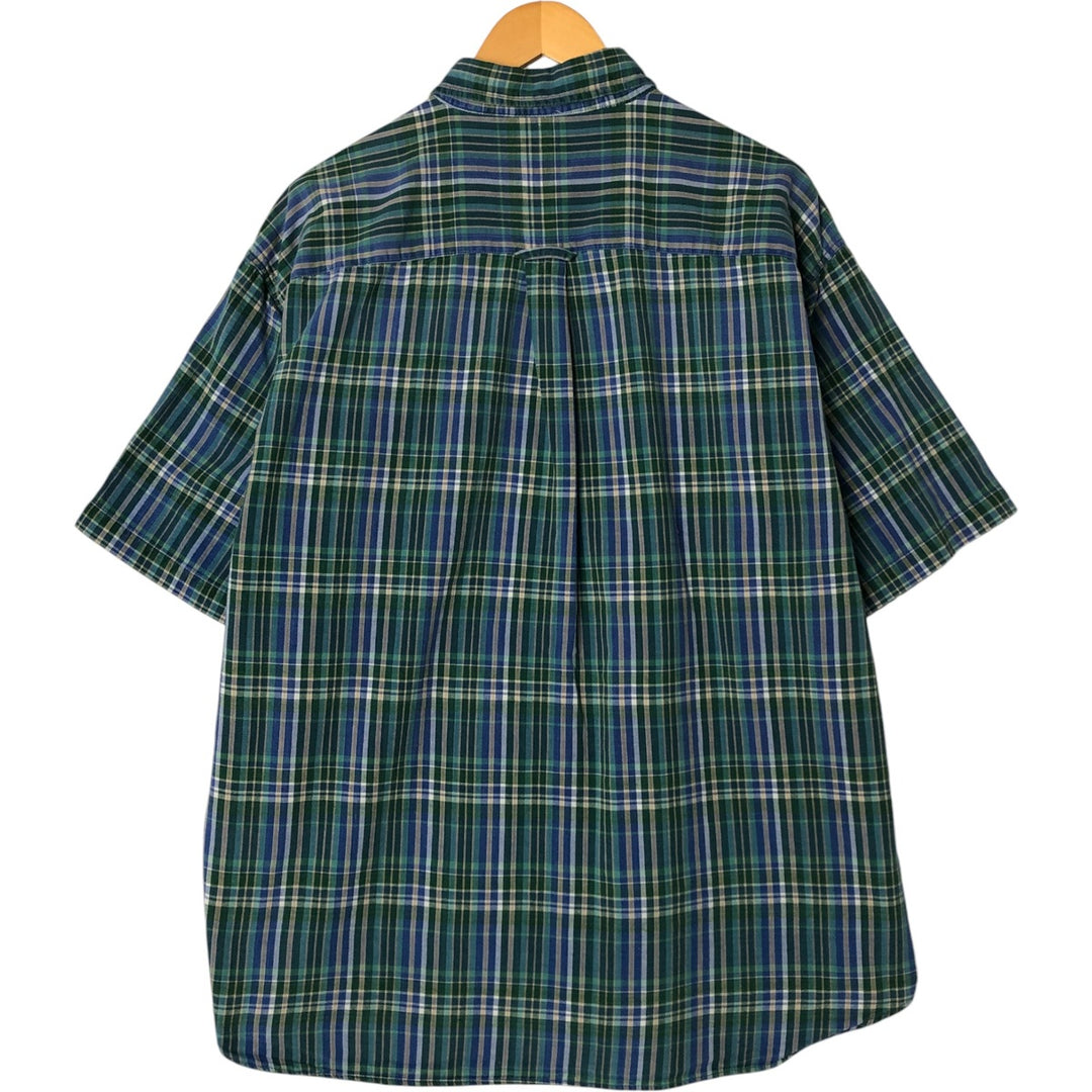 Dockers short sleeve button down check shirt, men's XL size cotton green type Vintage Second Hand