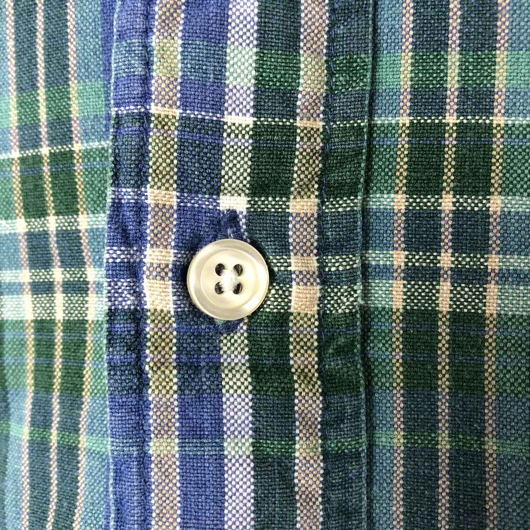Dockers short sleeve button down check shirt, men's XL size cotton green type Vintage Second Hand
