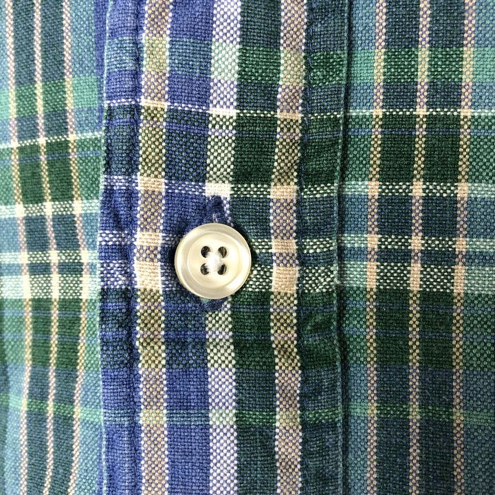 Dockers short sleeve button down check shirt, men's XL size cotton green type Vintage Second Hand