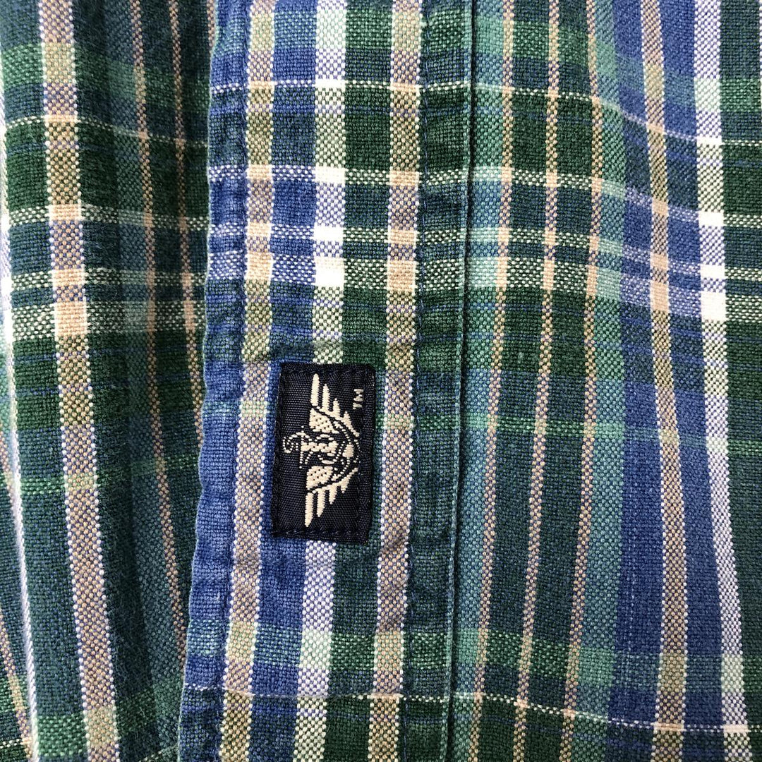 Dockers short sleeve button down check shirt, men's XL size cotton green type Vintage Second Hand