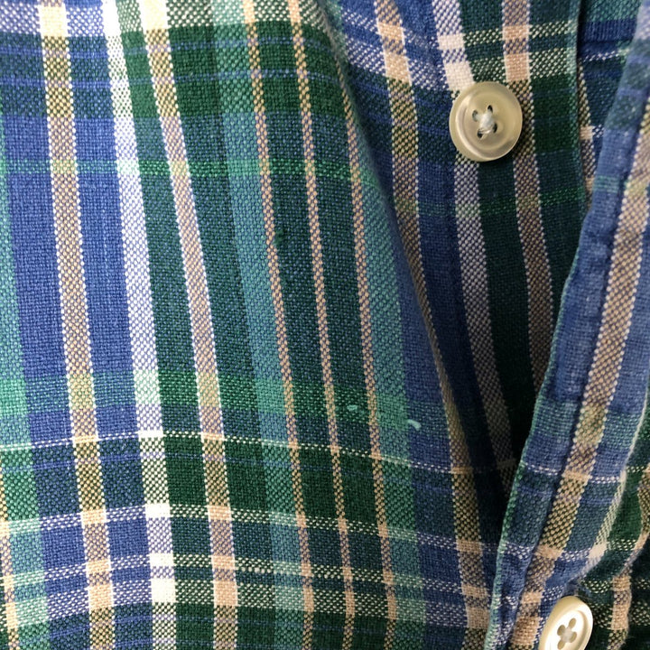 Dockers short sleeve button down check shirt, men's XL size cotton green type Vintage Second Hand
