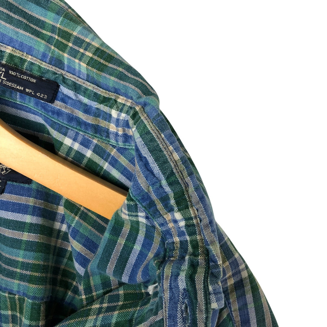 Dockers short sleeve button down check shirt, men's XL size cotton green type Vintage Second Hand