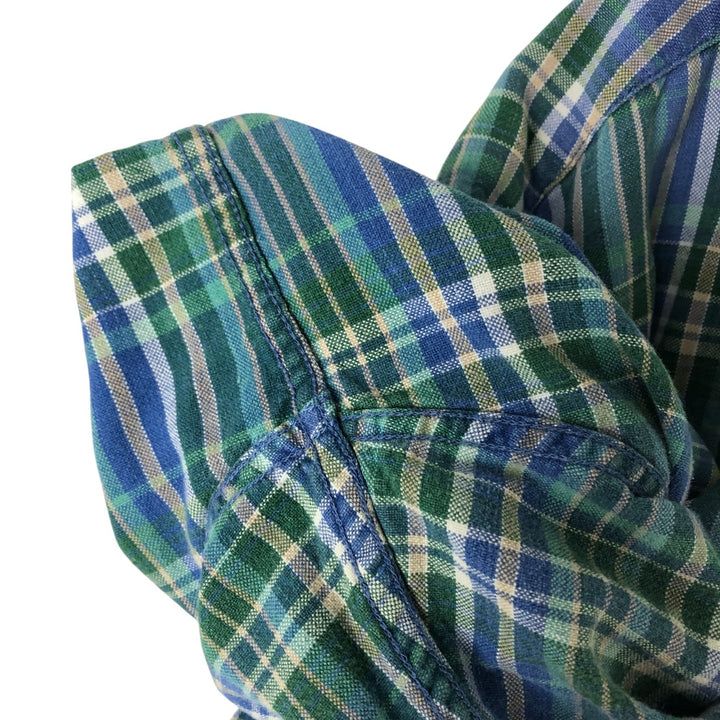 Dockers short sleeve button down check shirt, men's XL size cotton green type Vintage Second Hand