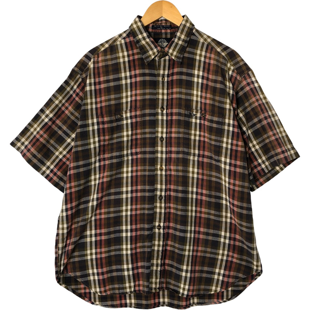 Dockers Short Sleeve Cotton Check Shirt, Men's Size L cotton Khaki type sage green Vintage Second Hand