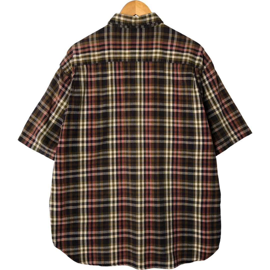 Dockers Short Sleeve Cotton Check Shirt, Men's Size L cotton Khaki type sage green Vintage Second Hand