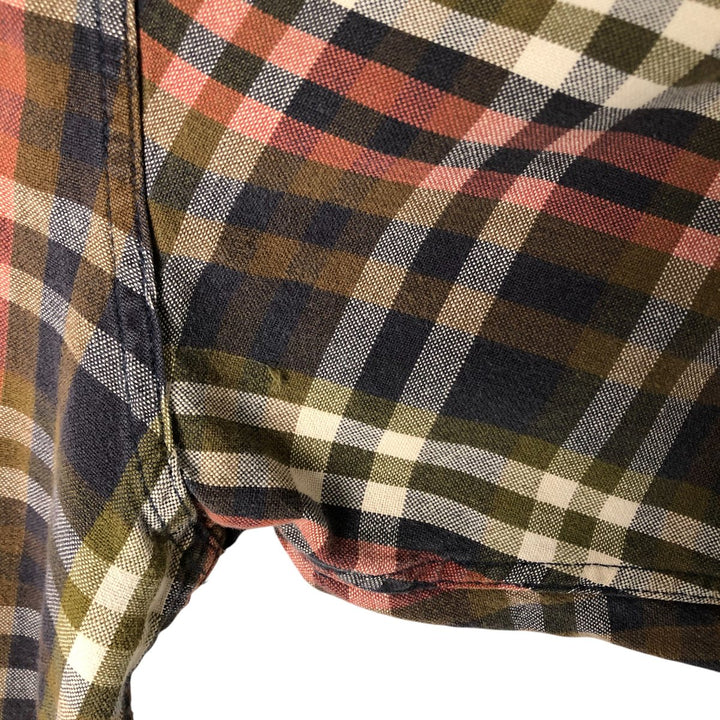 Dockers Short Sleeve Cotton Check Shirt, Men's Size L cotton Khaki type sage green Vintage Second Hand