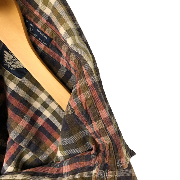Dockers Short Sleeve Cotton Check Shirt, Men's Size L cotton Khaki type sage green Vintage Second Hand