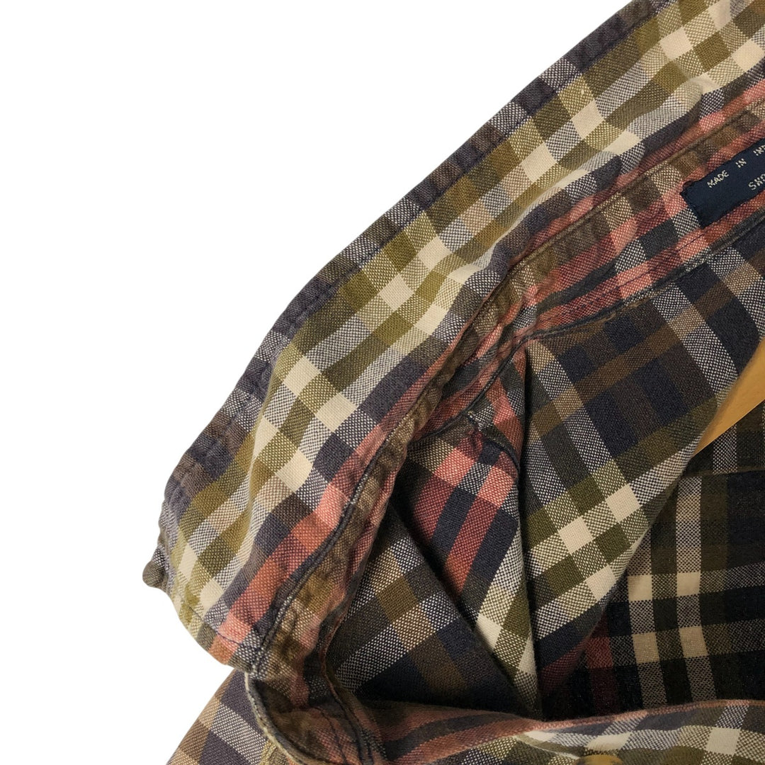 Dockers Short Sleeve Cotton Check Shirt, Men's Size L cotton Khaki type sage green Vintage Second Hand