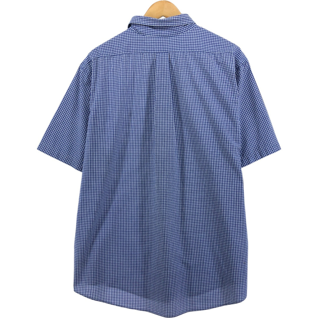 Brooks Brothers REGENT Short Sleeve Button-Down Check Shirt, Men's Size XL cotton blue type Vintage Second Hand