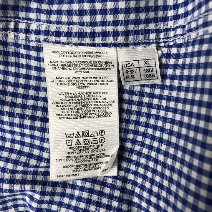 Brooks Brothers REGENT Short Sleeve Button-Down Check Shirt, Men's Size XL cotton blue type Vintage Second Hand