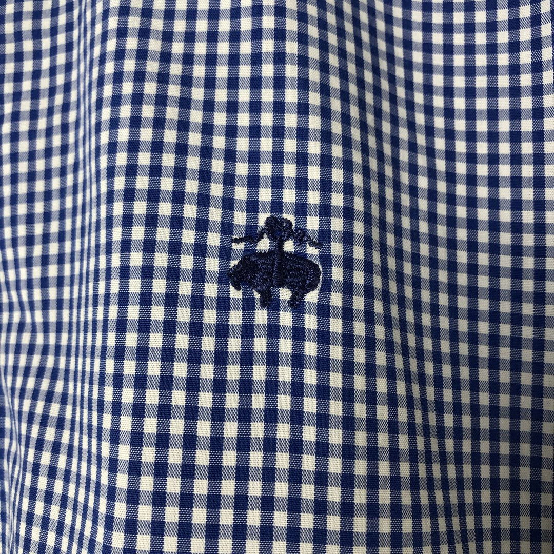 Brooks Brothers REGENT Short Sleeve Button-Down Check Shirt, Men's Size XL cotton blue type Vintage Second Hand