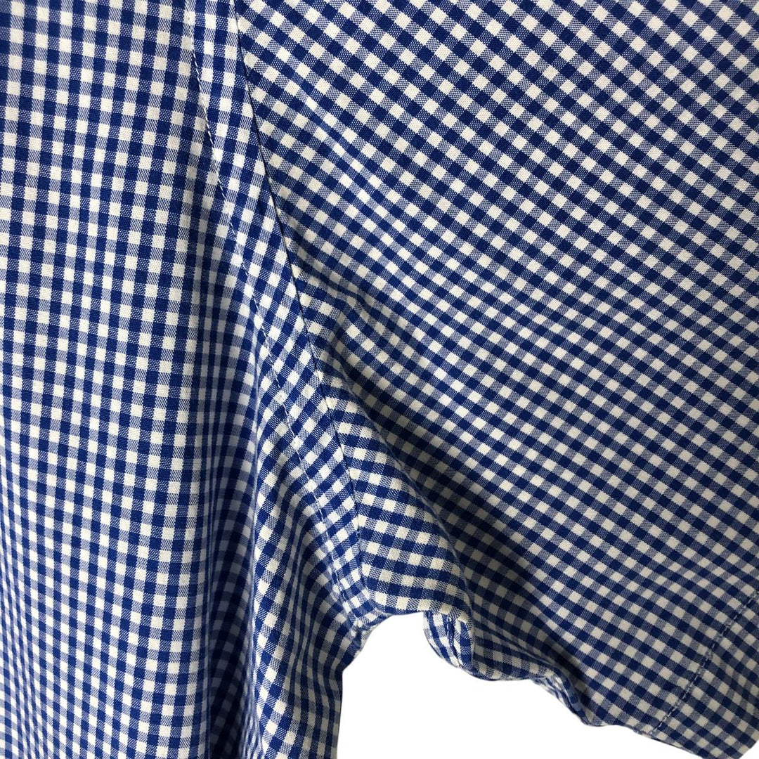 Brooks Brothers REGENT Short Sleeve Button-Down Check Shirt, Men's Size XL cotton blue type Vintage Second Hand
