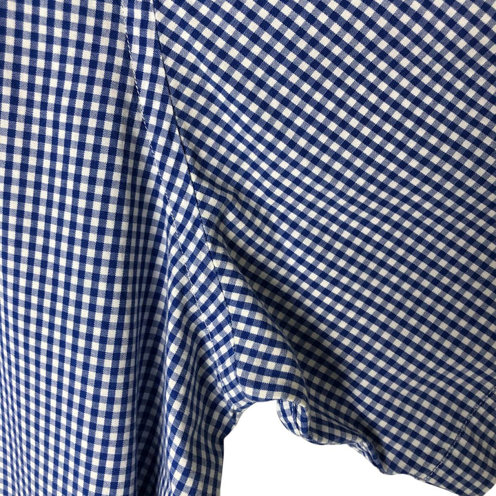Brooks Brothers REGENT Short Sleeve Button-Down Check Shirt, Men's Size XL cotton blue type Vintage Second Hand