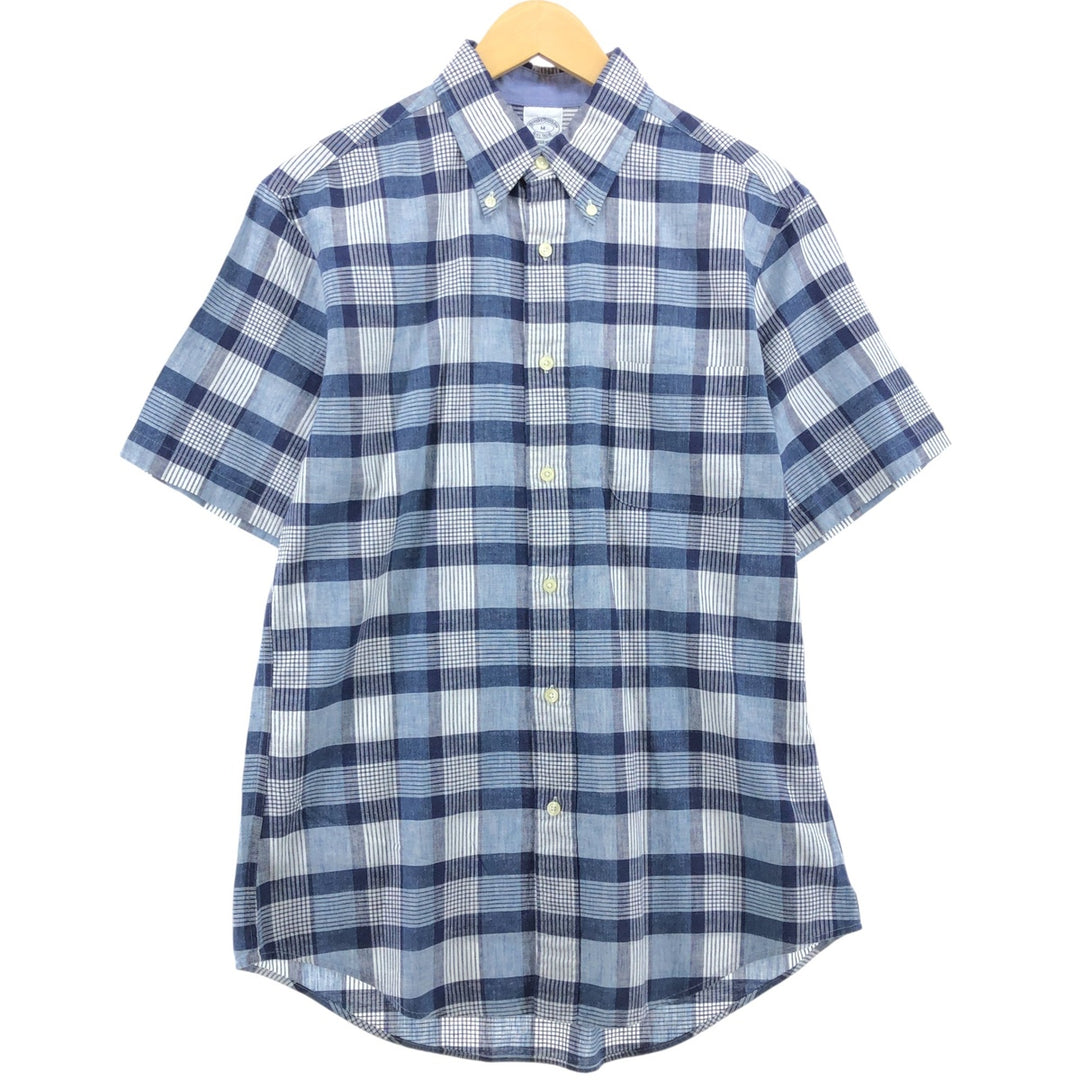 Brooks Brothers REGENT short sleeve button down check shirt men's size M cotton blue type Vintage Second Hand