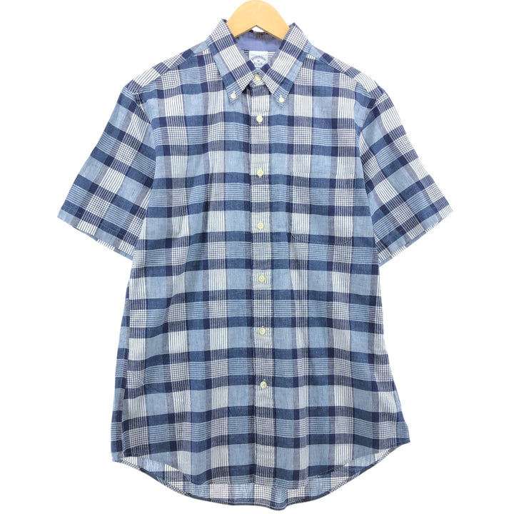 Brooks Brothers REGENT short sleeve button down check shirt men's size M cotton blue type Vintage Second Hand