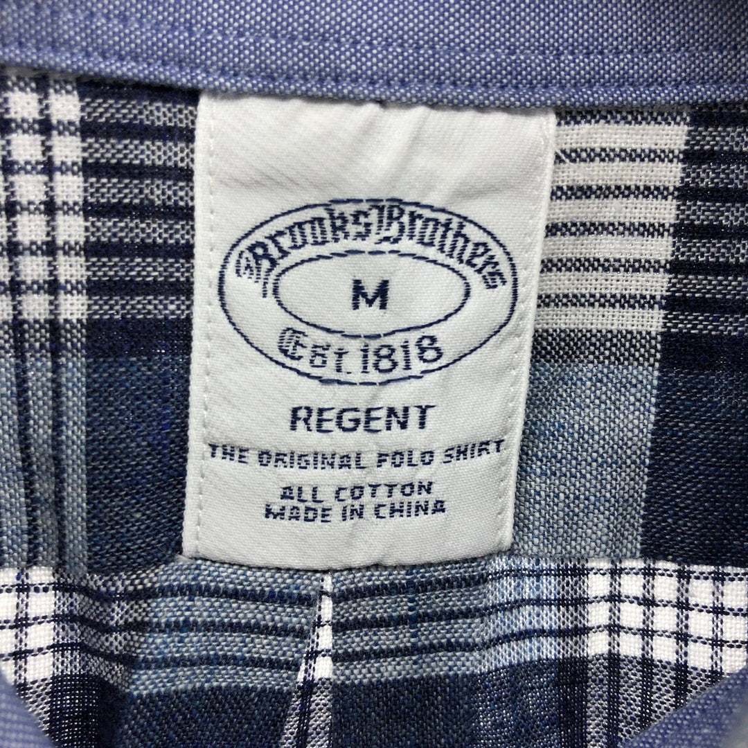 Brooks Brothers REGENT short sleeve button down check shirt men's size M cotton blue type Vintage Second Hand