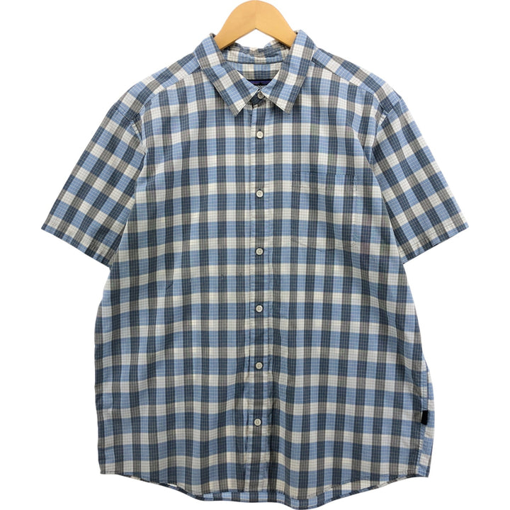 Patagonia Fezzman Shirt (53962SP11), short-sleeved cotton check shirt, men's size L Organic cotton Blue type light blue Vintage Second Hand