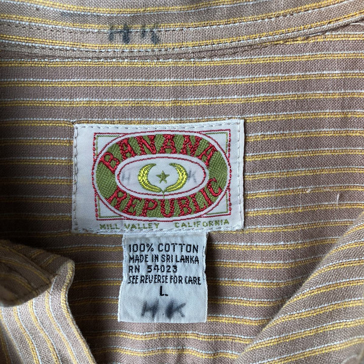 Vintage 1980'S Banana Republic short-sleeved cotton box shirt, size L, men's. cotton beige type brown Vintage Second Hand