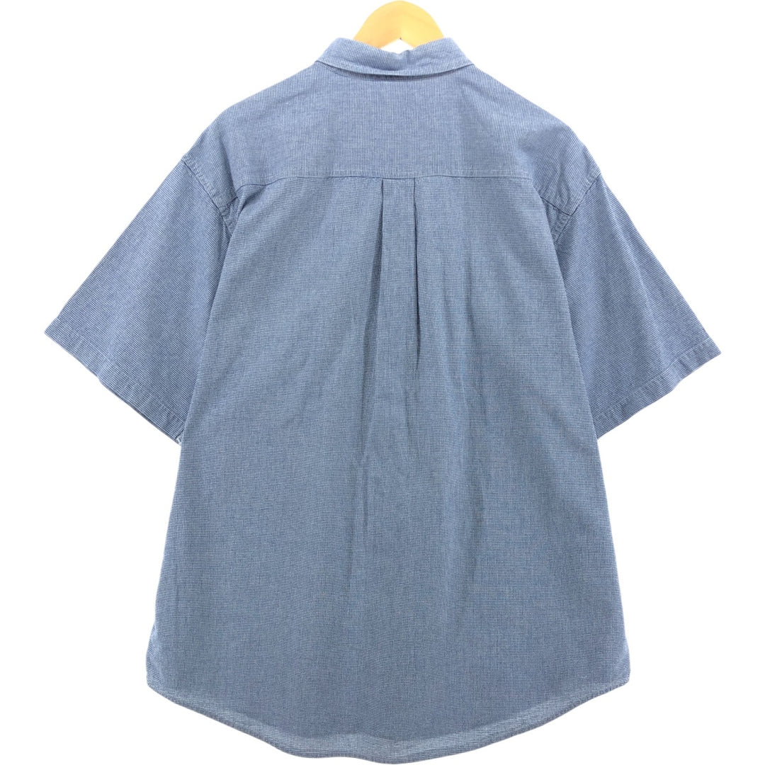 80s-90'S LLBean short sleeve button-down check shirt, men's size L, vintage cotton blue type Vintage Second Hand