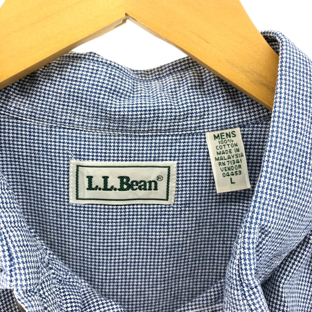 80s-90'S LLBean short sleeve button-down check shirt, men's size L, vintage cotton blue type Vintage Second Hand