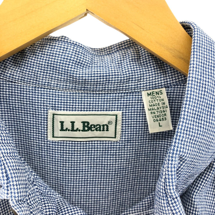 80s-90'S LLBean short sleeve button-down check shirt, men's size L, vintage cotton blue type Vintage Second Hand