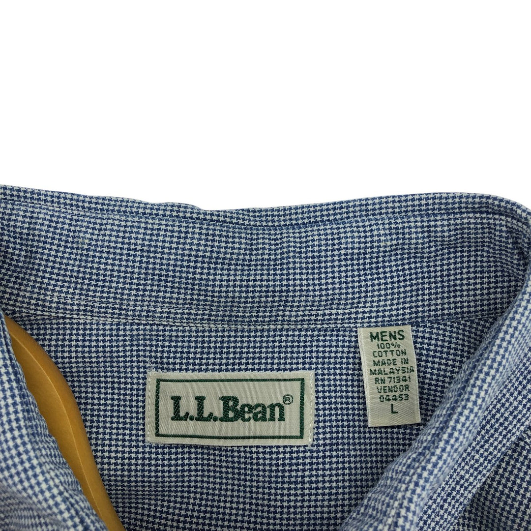80s-90'S LLBean short sleeve button-down check shirt, men's size L, vintage cotton blue type Vintage Second Hand
