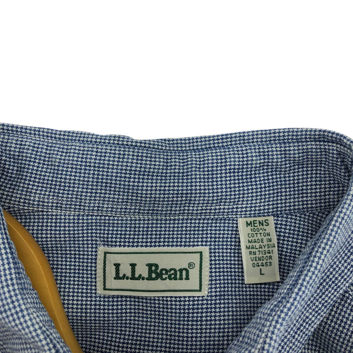80s-90'S LLBean short sleeve button-down check shirt, men's size L, vintage cotton blue type Vintage Second Hand
