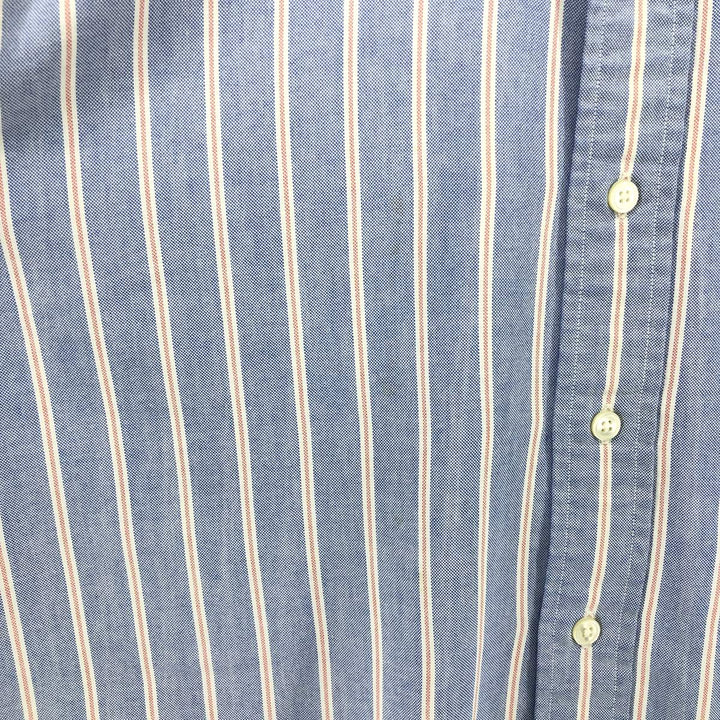 80s-90'S LLBean Short Sleeve Button-Down Striped Shirt Made in USA Men's Size L Vintage cotton Blue type light blue Vintage Second Hand