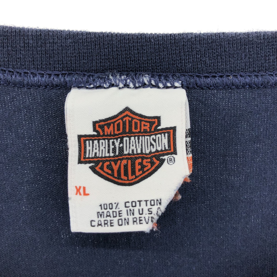 00'S Harley-Davidson Motorcycle Bike T-shirt Made in USA Women's XL cotton navy blue type Vintage Second Hand