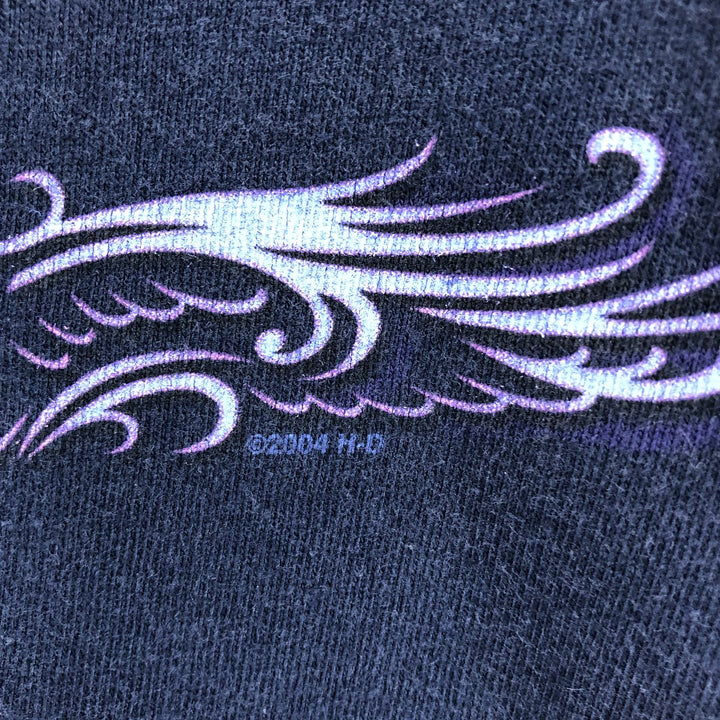 00'S Harley-Davidson Motorcycle Bike T-shirt Made in USA Women's XL cotton navy blue type Vintage Second Hand
