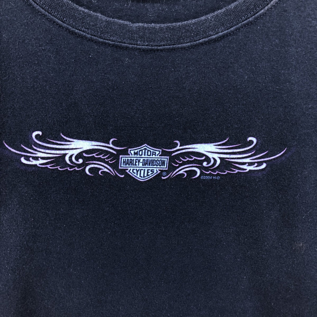 00'S Harley-Davidson Motorcycle Bike T-shirt Made in USA Women's XL cotton navy blue type Vintage Second Hand
