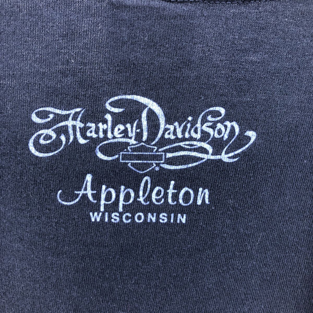 00'S Harley-Davidson Motorcycle Bike T-shirt Made in USA Women's XL cotton navy blue type Vintage Second Hand