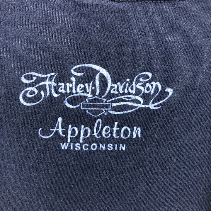 00'S Harley-Davidson Motorcycle Bike T-shirt Made in USA Women's XL cotton navy blue type Vintage Second Hand