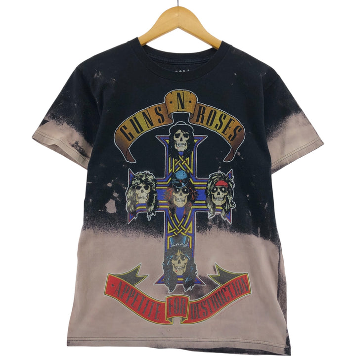 GUNS N' ROSES Skull Pattern Band T-shirt, Band Tee, Men's S size cotton black type Vintage Second Hand