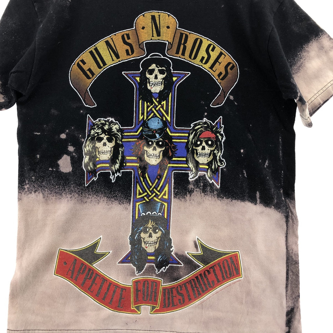 GUNS N' ROSES Skull Pattern Band T-shirt, Band Tee, Men's S size cotton black type Vintage Second Hand