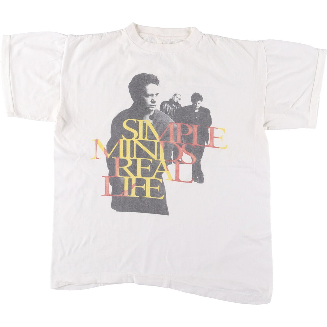 90'S Simple Minds Band T-shirt, Band Tee, Men's M size, Vintage unclear white type Vintage Second Hand