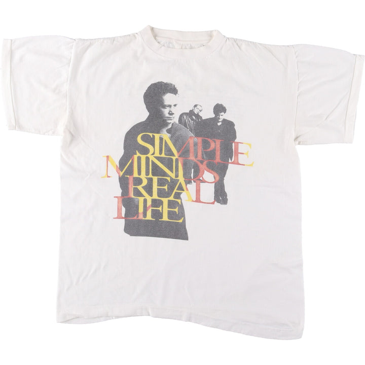 90'S Simple Minds Band T-shirt, Band Tee, Men's M size, Vintage unclear white type Vintage Second Hand