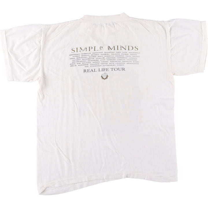 90'S Simple Minds Band T-shirt, Band Tee, Men's M size, Vintage unclear white type Vintage Second Hand