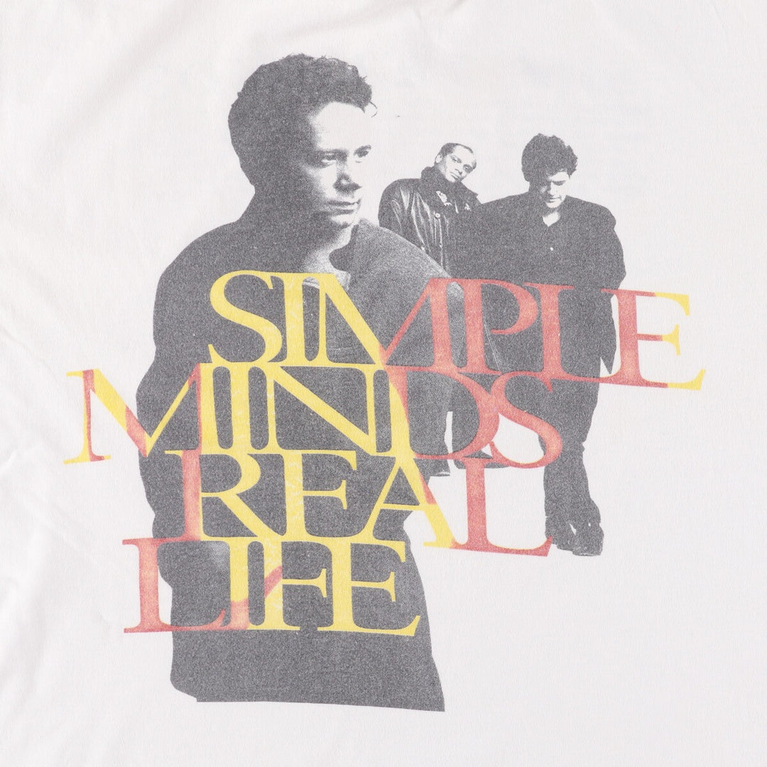 90'S Simple Minds Band T-shirt, Band Tee, Men's M size, Vintage unclear white type Vintage Second Hand
