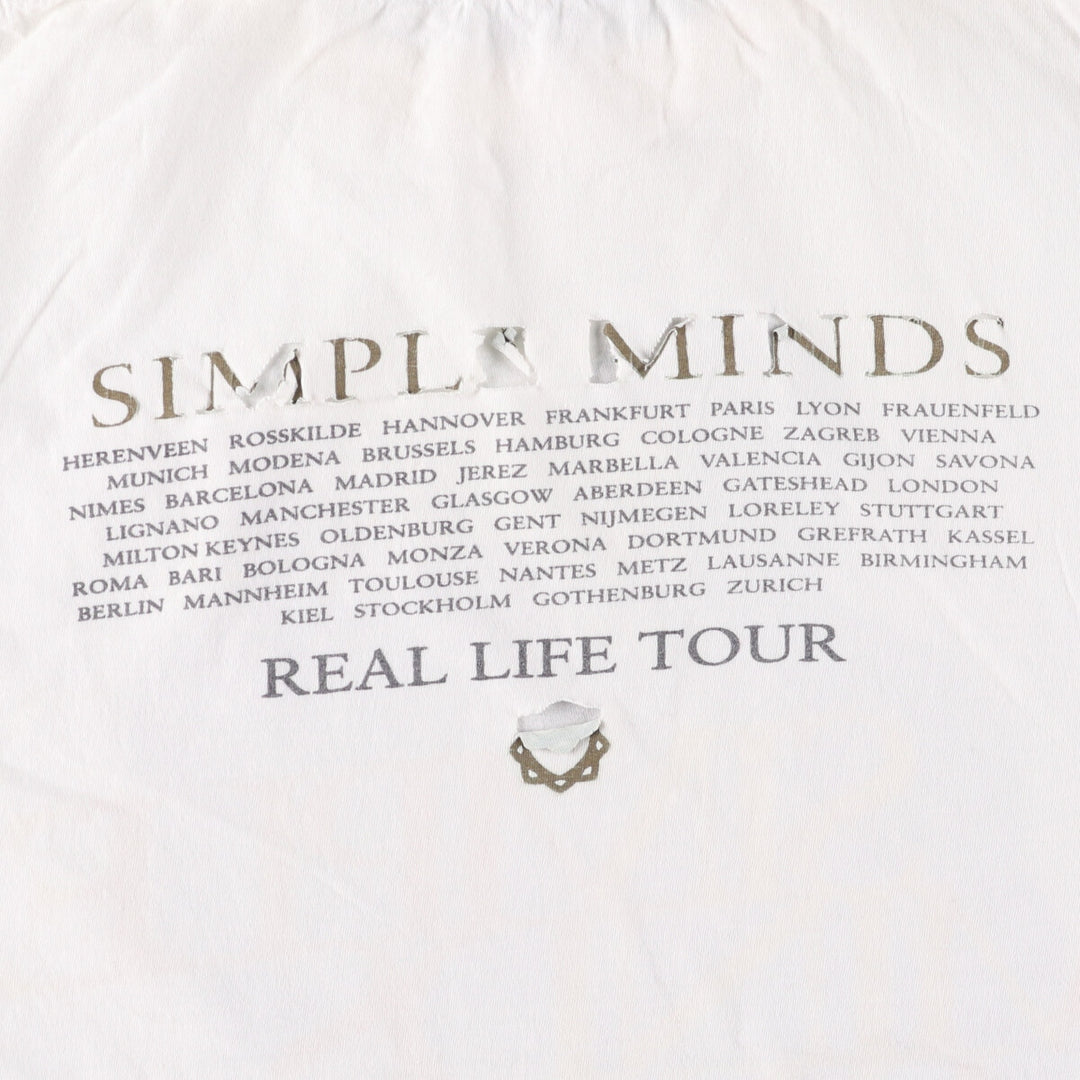 90'S Simple Minds Band T-shirt, Band Tee, Men's M size, Vintage unclear white type Vintage Second Hand