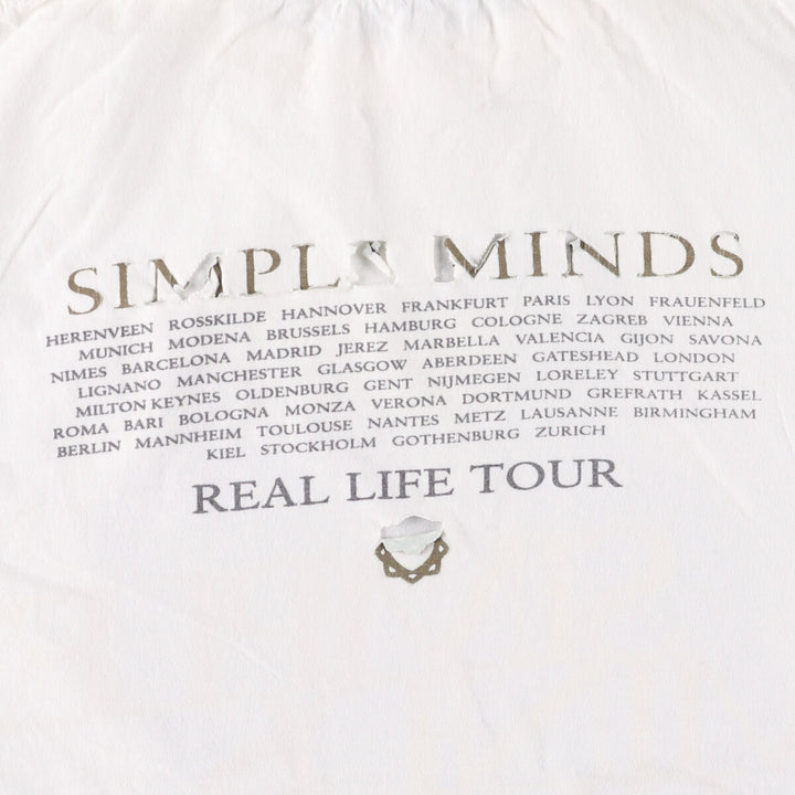 90'S Simple Minds Band T-shirt, Band Tee, Men's M size, Vintage unclear white type Vintage Second Hand
