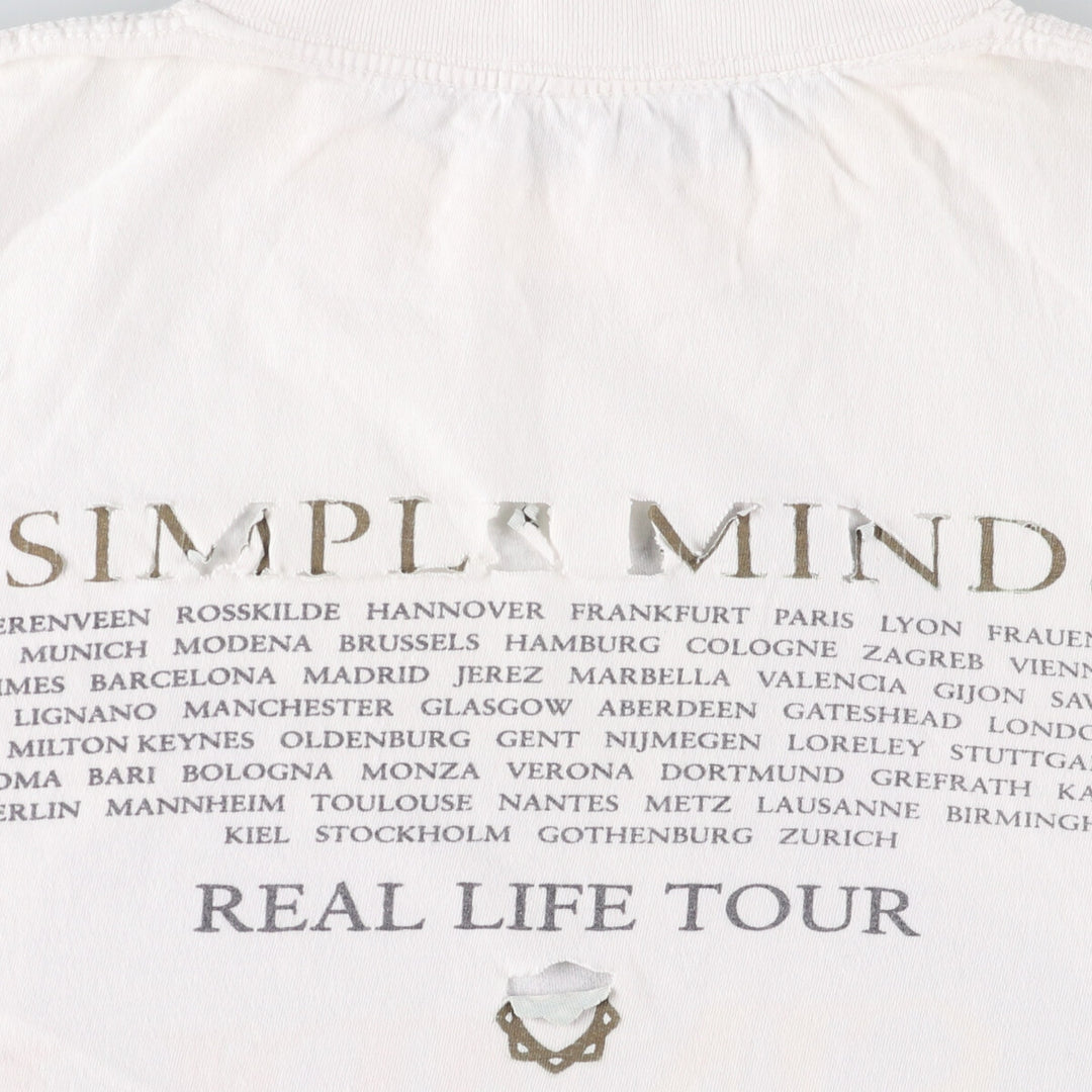 90'S Simple Minds Band T-shirt, Band Tee, Men's M size, Vintage unclear white type Vintage Second Hand