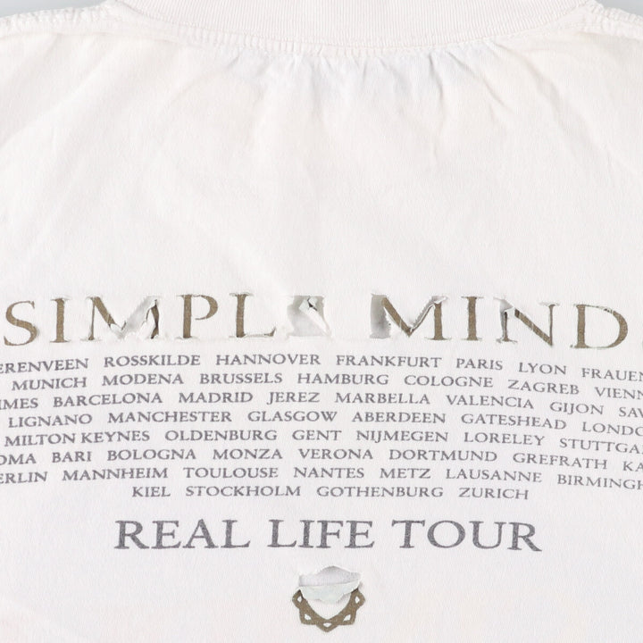 90'S Simple Minds Band T-shirt, Band Tee, Men's M size, Vintage unclear white type Vintage Second Hand