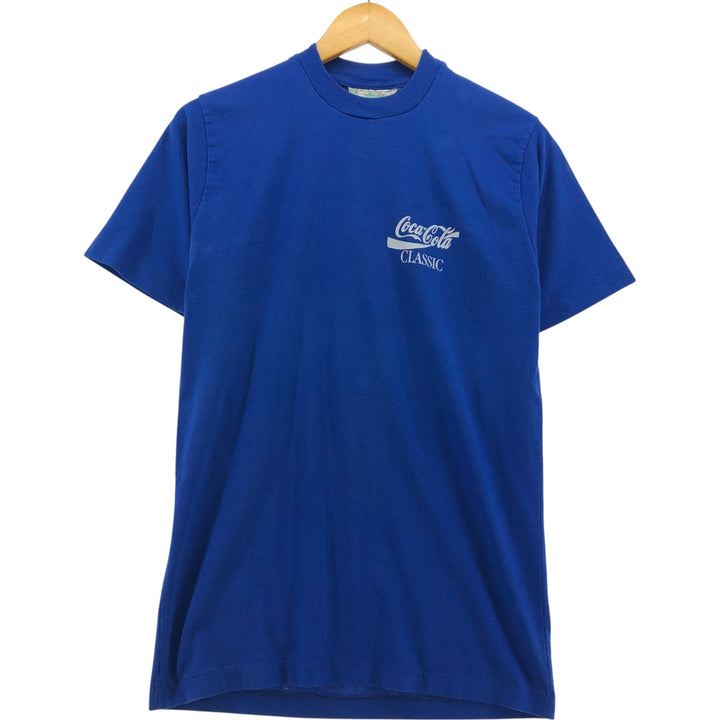 ~90'S Monograms Unlimited COCA-COLA Coca-Cola Advertising T-shirt Made in Canada Men's S size Vintage unclear blue type Vintage Second Hand