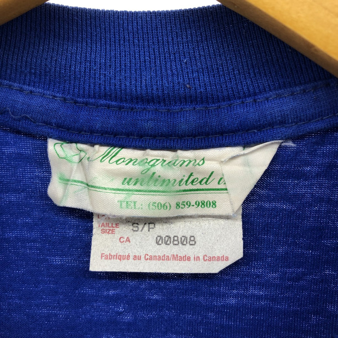 ~90'S Monograms Unlimited COCA-COLA Coca-Cola Advertising T-shirt Made in Canada Men's S size Vintage unclear blue type Vintage Second Hand