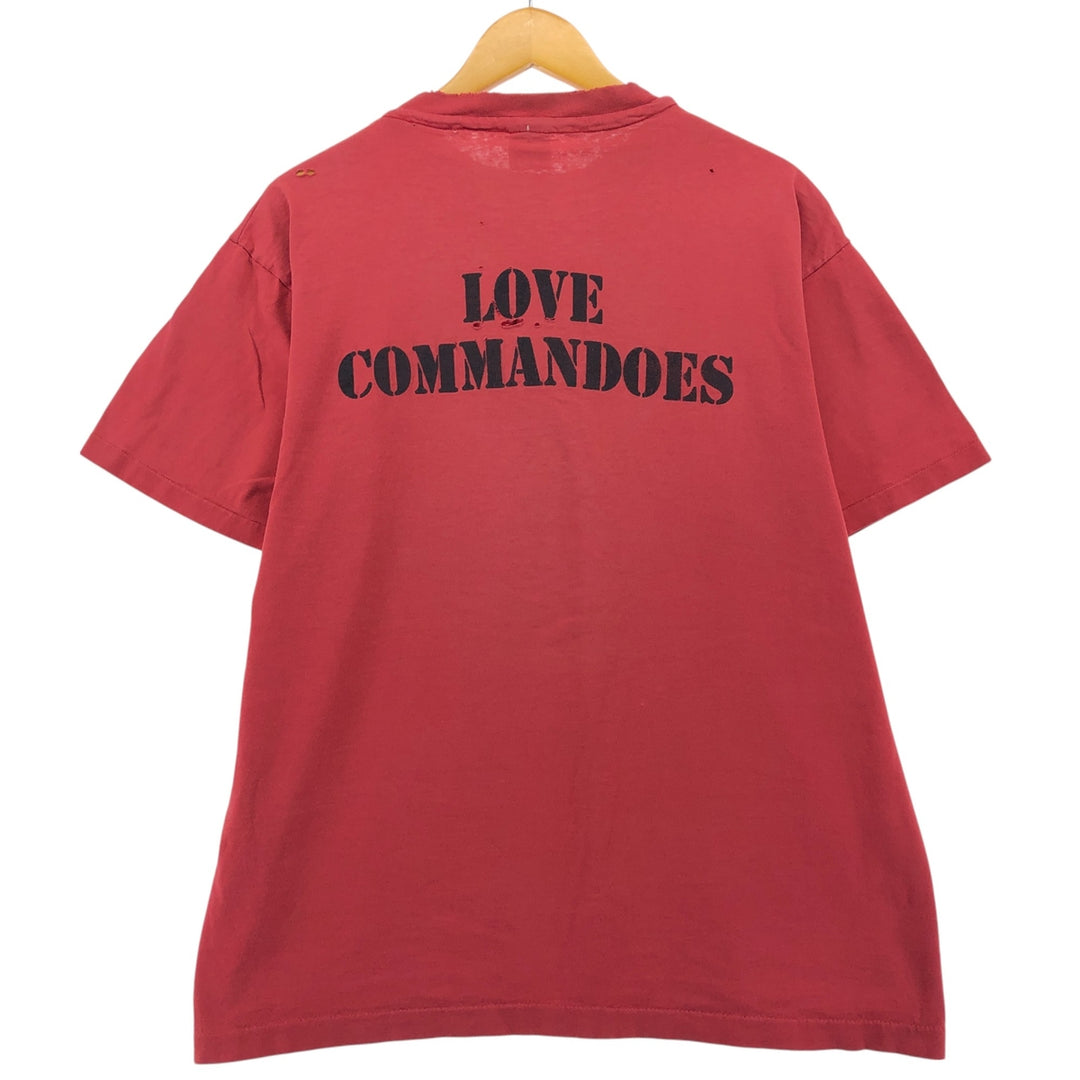 80'S Anvil Printed T-shirt Made in USA Men's XL Vintage cotton red type Vintage Second Hand