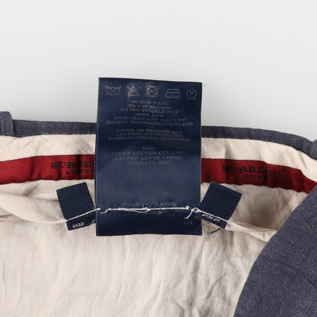 Burberry's BURBERRY LONDON linen pants and slacks, made in France, men's size W32 linen navy blue type Vintage Second Hand